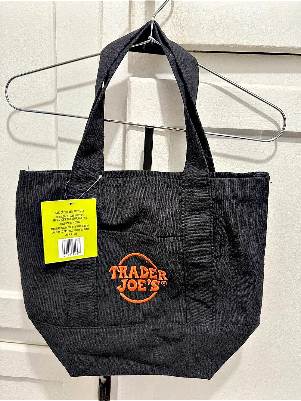 Trader Joe's Trick-or-Treat Mini Canvas Tote Bag Black NWT